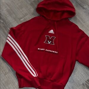 Adidas Miami University RedHawks Hooded Pullover Sweatshirt